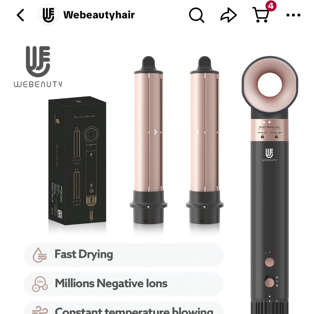 Black and Gold Hair Styling Tool with Fast Drying and Negative Ions